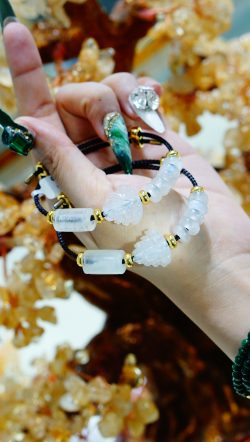 Vòng Tay Tourmaline Trắng – Mix 3 Món – Hồ Ly – Lu Thống – Đồng Điếu – Tinh Khiết Khai Tâm, Vượng Khí Gọi Phúc